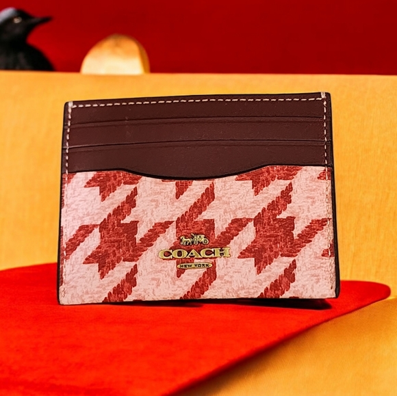 COACH Slim ID Card Holder With Houndstooth Print NWT - Picture 3 of 4